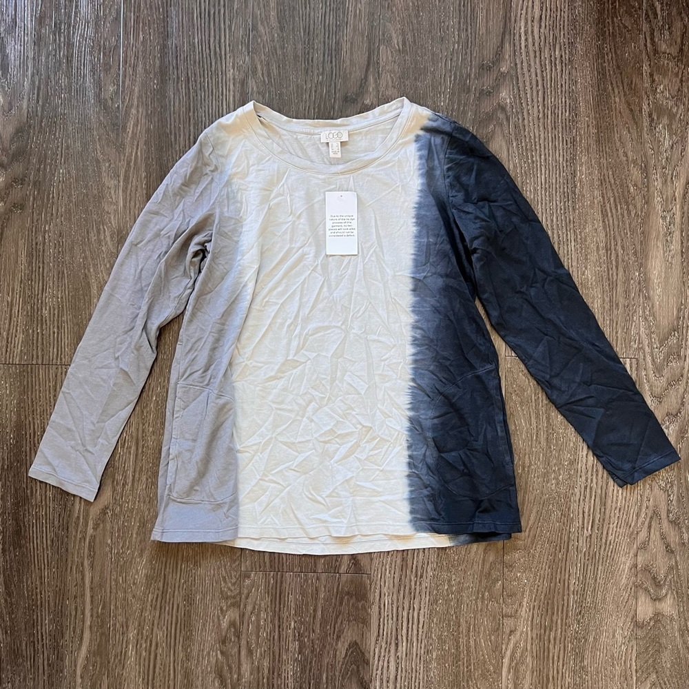NEW LOGO by Lori Goldstein Fade-Out Tie-Dye Long Sleeve Top in Grey - xs​​